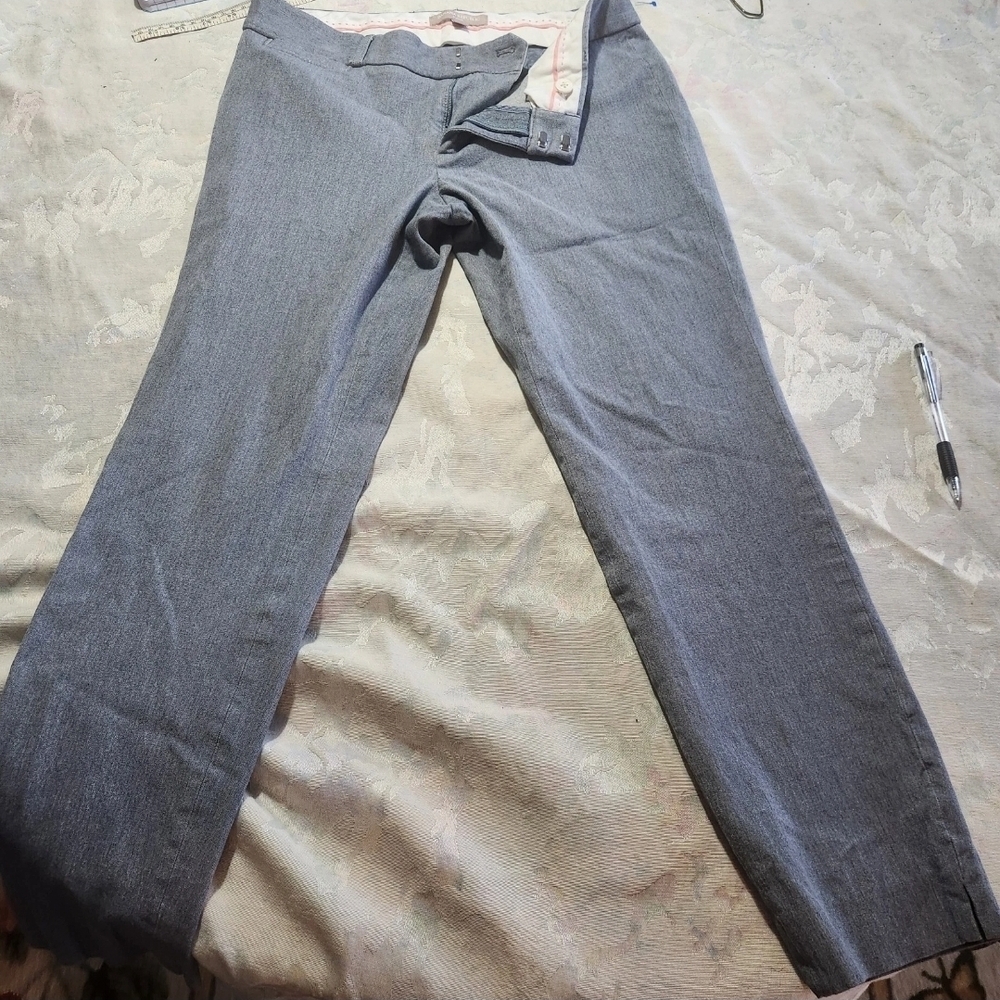 Banana Republic Sloan Slim Ankle Pants 6 Gray Textured Cotton Viscose Blend Zip